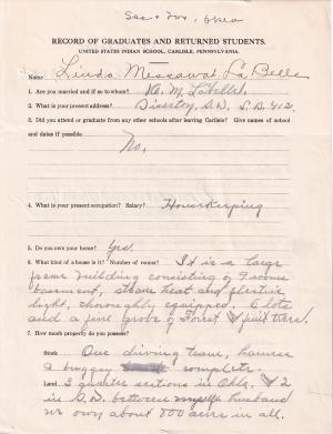 Linda Messawat (Waw-kase) Student File