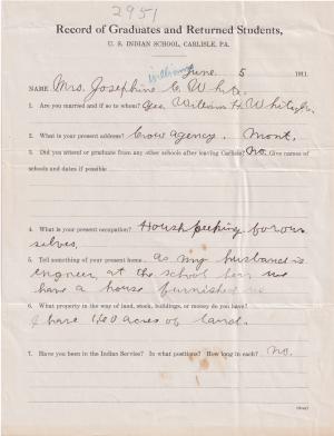 Josephine Williams Student File