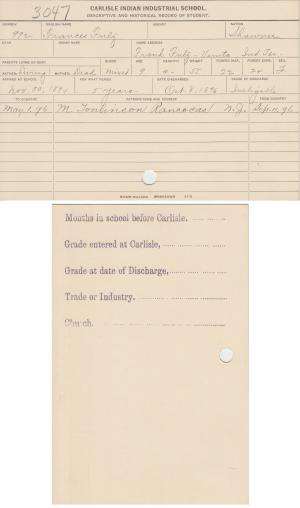 Frances Fritz Student File Frances Fritz Student File