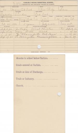 Mary Cut Foot (Siwaksa) Student File Mary Cut Foot (Siwaksa) Student File