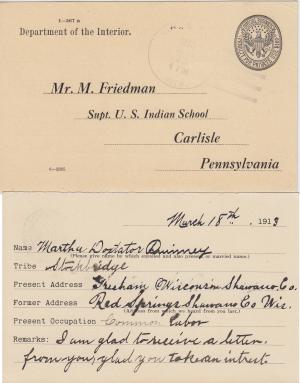 Martha Doxtator Student File