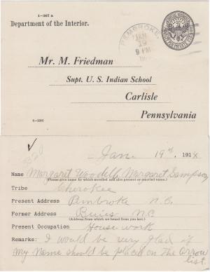 Margaret Woodell Student File