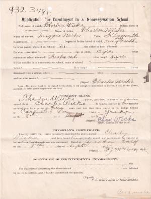 Charles Wicks Student File