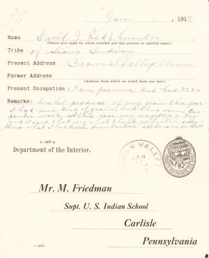 David Redthunder (Ta co tanka waste) Student File David Redthunder (Ta co tanka waste) Student File