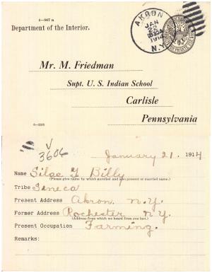 Silas Billy Student File Silas Billy Student File