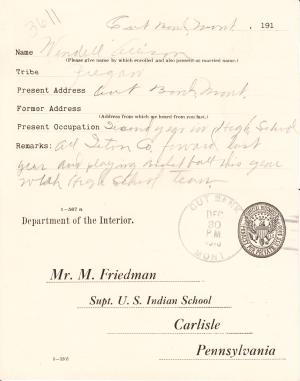 Wendell Allison Student File