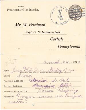 Jessie Whiteface Student File Jessie Whiteface Student File