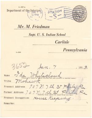 Ida Whitecloud Student File