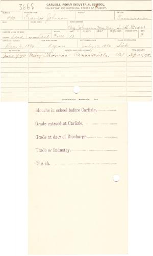 Frances E. Johnson Student File