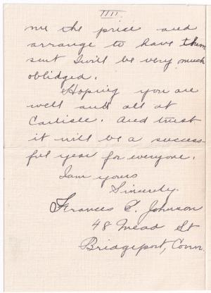 Frances E. Johnson Student File Frances E. Johnson Student File