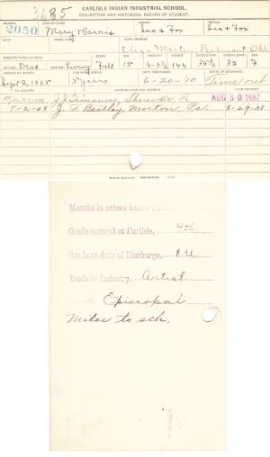 Mary Harris Student File