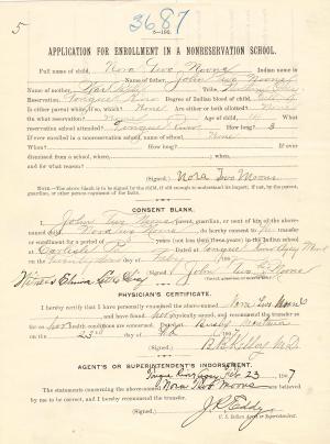 Nora Two Moons Student File