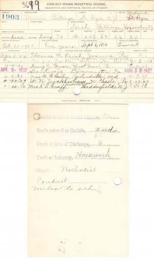 Minnie Billings Student File