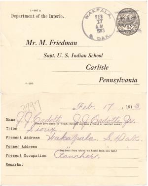 Jerome J. Cadotte Student File