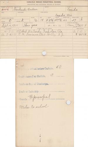 Gertrude Antone Student File