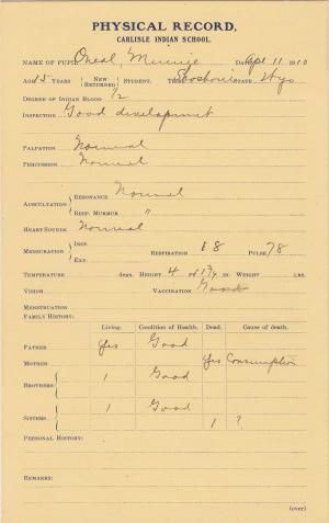 Minnie O'Neal Student File Minnie O'Neal Student File