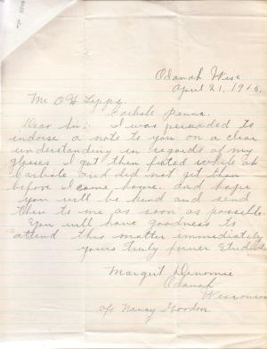 Margaret Denomie Student File
