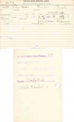 Arthur Pilcher Student File 