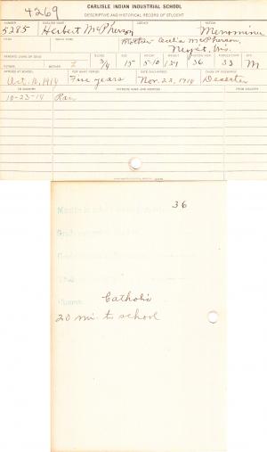 Herbert McPherson Student File Herbert McPherson Student File
