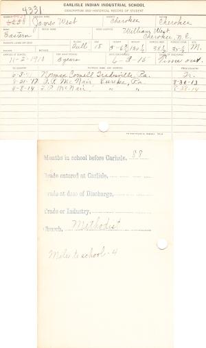 James West Student File James West Student File