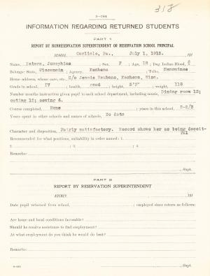 Josephine Peters Student File