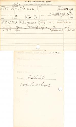 William Thomas Student File