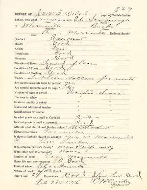 James B. Welch Student File