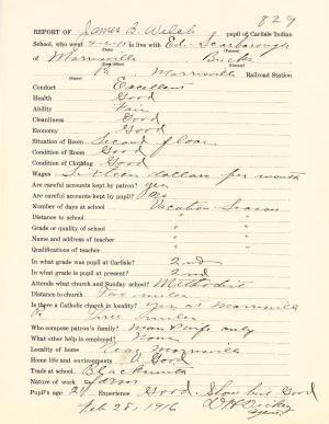 James B. Welch Student File James B. Welch Student File