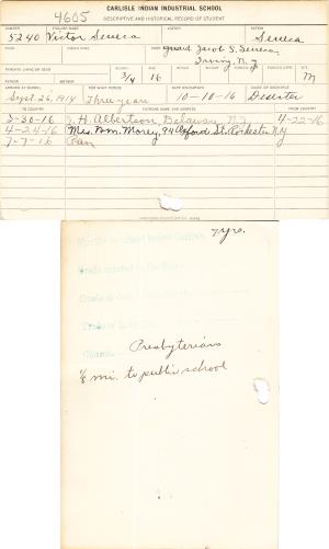 Victor I. Seneca Student File