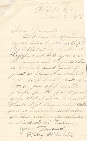 Harry Webster Student File