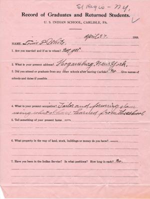 Louis D. White Student File