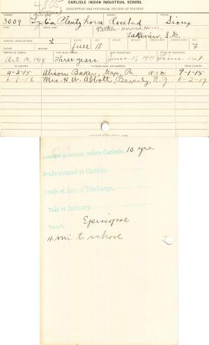 Lydia Plenty Horse Student File Lydia Plenty Horse Student File