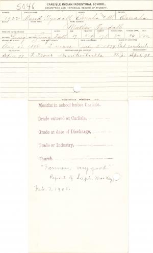 David Tyndall Student File David Tyndall Student File