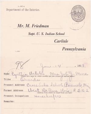 Cynthia Webster Student File