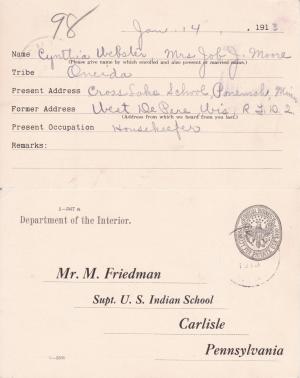 Cynthia Webster Student File