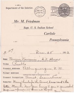 Annie Kowuni (Tsa-i-ka-weet-sa) Student File