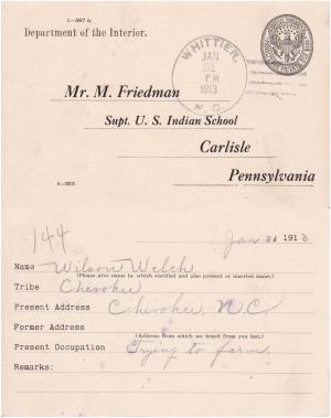Wilson Welch Student File