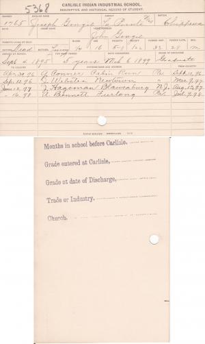 Joseph Gouge Student File