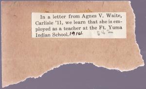 Agnes Waite Student File
