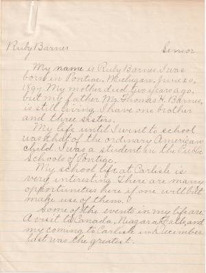 Ruby Barnes Student File