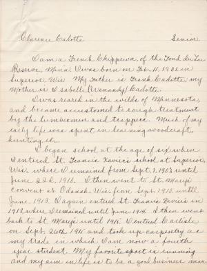 Clarence Cadotte Student File Clarence Cadotte Student File