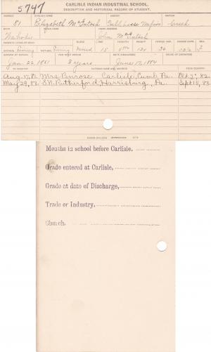 Elizabeth McIntosh Student File