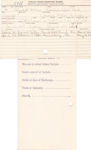 Elizabeth McNac Student File Elizabeth McNac Student File