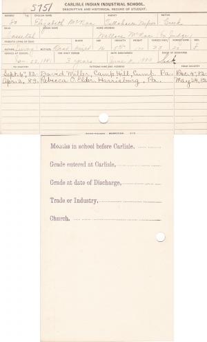 Elizabeth McNac Student File