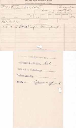Frederick Doxtator Student File Frederick Doxtator Student File