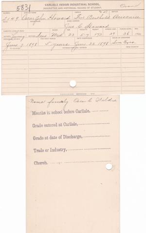 Oscar John Howard Student File