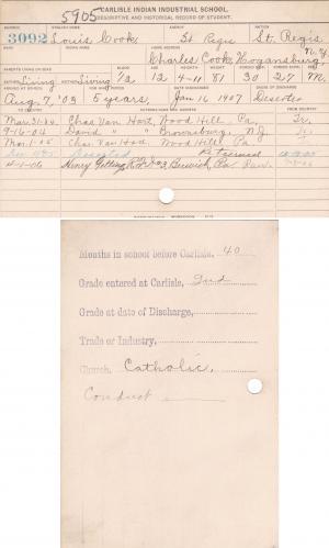 Louis Cook Student File