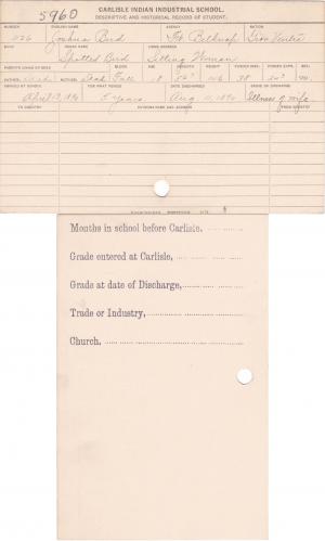 Joshua Bird (Spotted Bird) Student File Joshua Bird (Spotted Bird) Student File