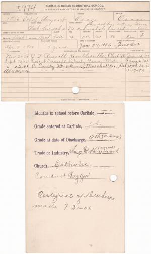 Ethel Bryant (Wah-hu-sah-e) Student File Ethel Bryant (Wah-hu-sah-e) Student File