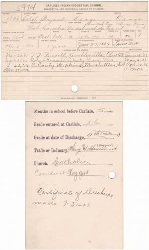 Ethel Bryant (Wah-hu-sah-e) Student File